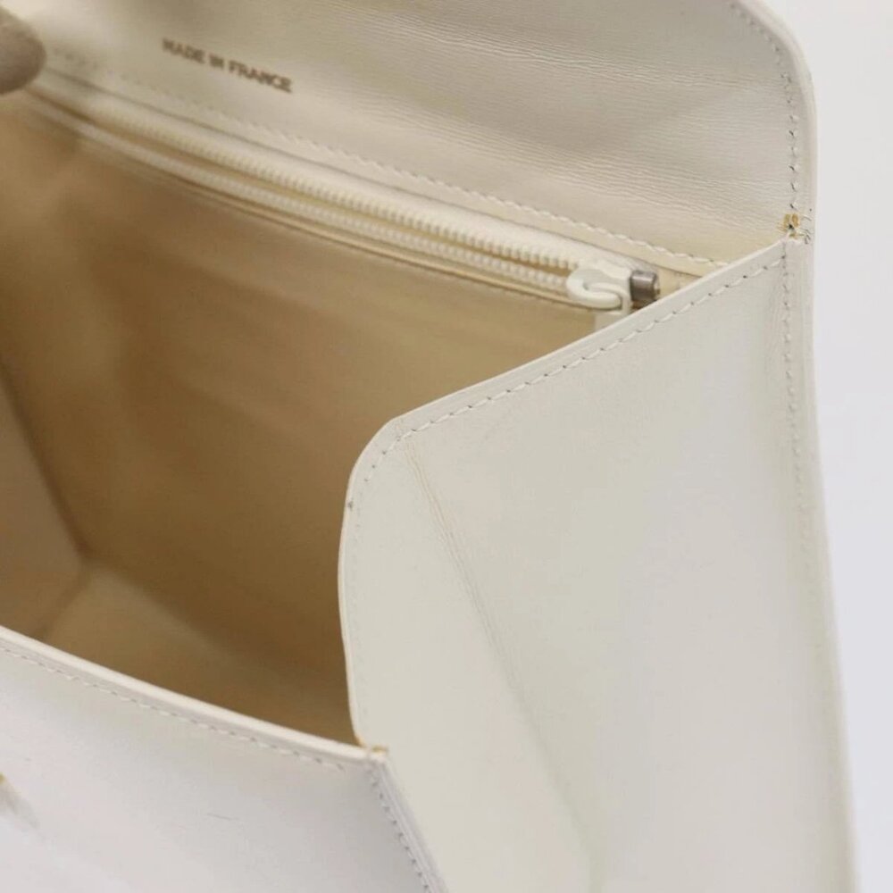 CELINE Shoulder Bag Leather 2way White Auth 83132 - Picture 10 of 16